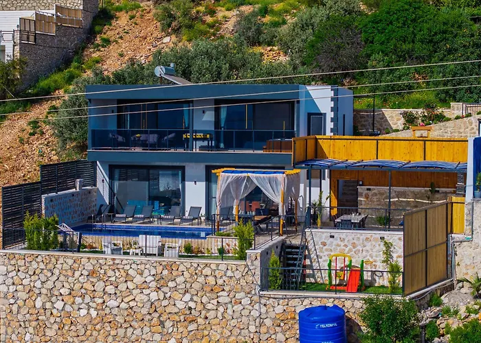 Kalkan'da Deniz Manzarali Lueks Tatil Villasi 别墅 卡斯